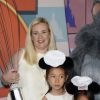 Hélène Darroze et ses filles Charlotte et Quitterie lors de la présentation en avant-première de la nouvelle attraction "Ratatouille : L'aventure totalement toquée" à Disneyland Paris à Marne-la-Vallée, le 21 juin 2014.