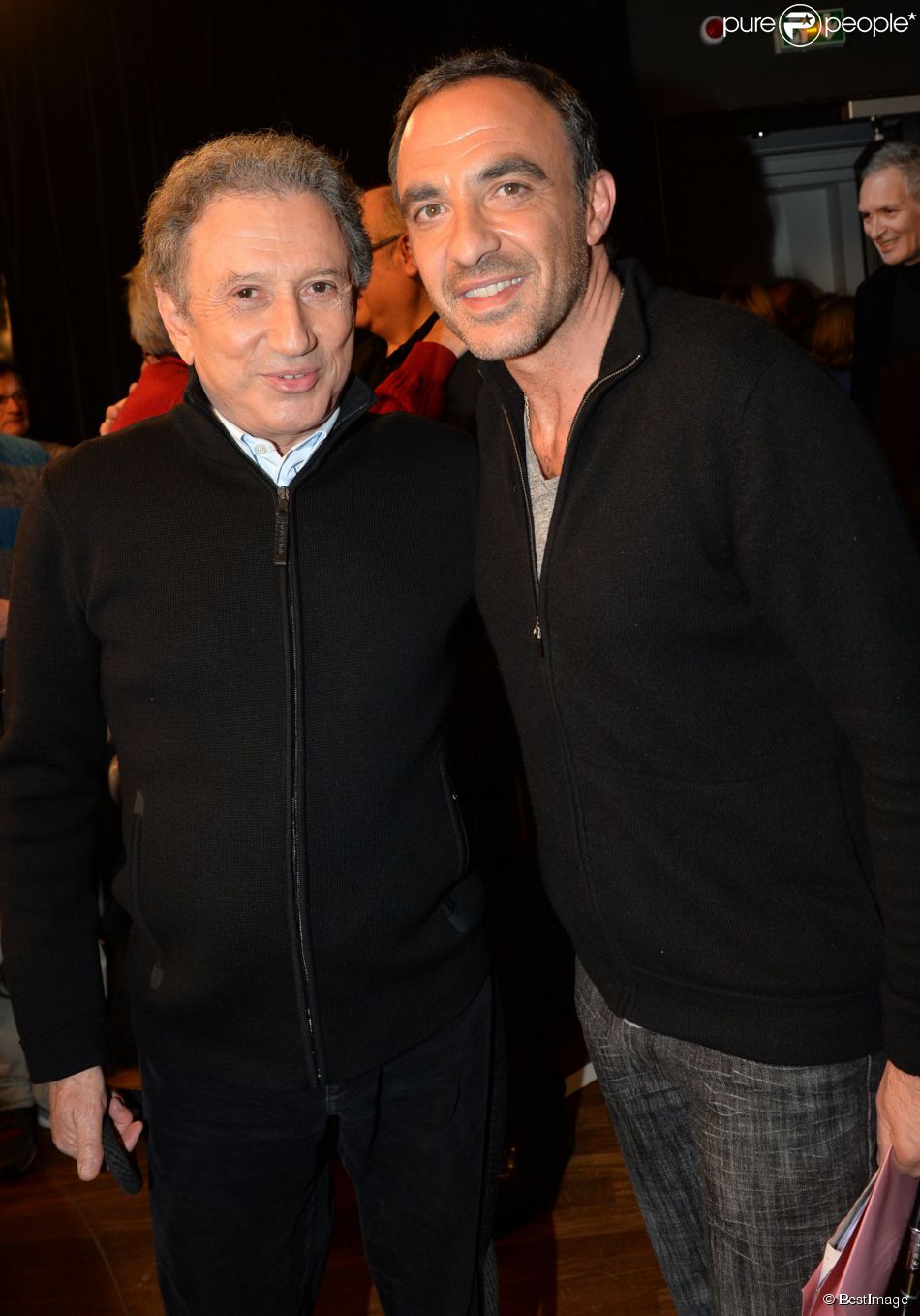 Exclusif - Michel Drucker et Nikos Aliagas participent à la journée spéciale des 60 ans de la radio Europe 1 à Paris, le 4 février 2015.