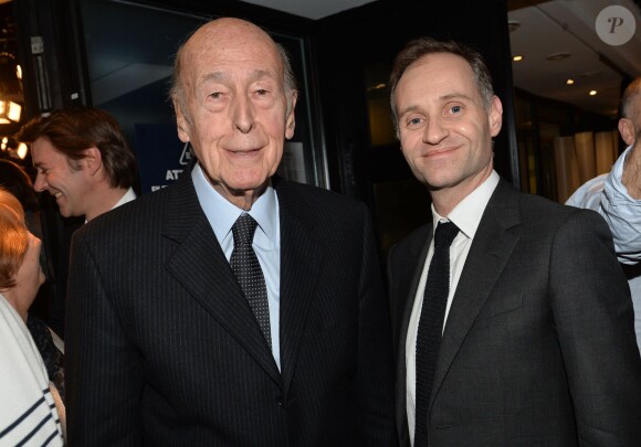 Exclusif - Valéry Giscard d'Estaing, Fabien Namias participent à la journée spéciale des 60 ans de la radio Europe 1 à Paris, le 4 février 2015.