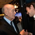 Exclusif - Valéry Giscard d'Estaing et François Baroin participent à la journée spéciale des 60 ans de la radio Europe 1 à Paris, le 4 février 2015.