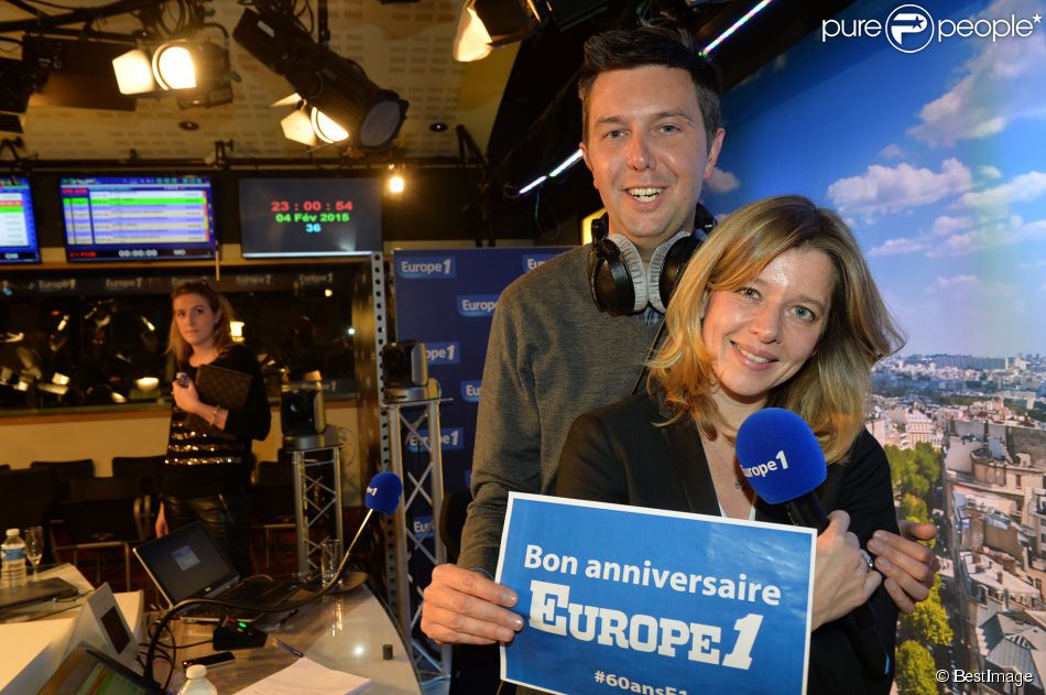 Exclusif - Maxime Switek et Wendy Bouchard participent à la journée spéciale des 60 ans de la radio Europe 1 à Paris, le 4 février 2015.
