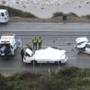 Photo de l'accident de voiture provoqué par Bruce Jenner à Malibu le 7 février 2015. L'accident implique quatre voitures et a fait un mort et plusieurs blessés. 