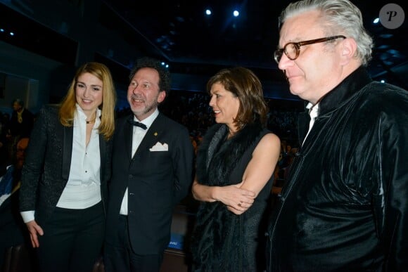 Julie Gayet, Charles Herscovici et la ministre Joëlle Milquet et le prince Laurent de Belgique - Cérémonie des Magritte du cinéma à Bruxelles le 7 février 2015