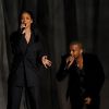 Rihanna et Kanye West interprètent "FourFiveSeconds" lors des 57e Grammy Awards au Staples Center. Los Angeles, le 8 février 2015.