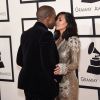 Kanye West et Kim Kardashian assistent aux 57e Grammy Awards au Staples Center. Los Angeles, le 8 février 2015.