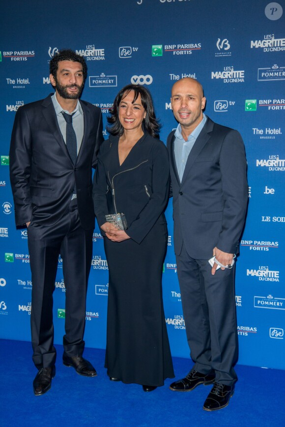 Ramzy Bedia, Fadila Laanan et Eric Judor lors de la 5e de la cérémonie des Magritte du cinéma belge à Bruxelles le 7 février 2015