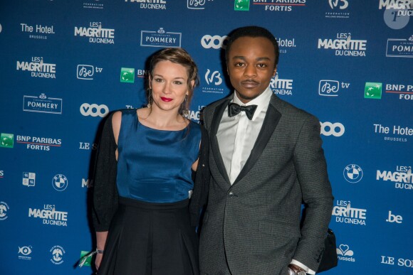 Marc Zinga et sa compagne lors de la 5e de la cérémonie des Magritte du cinéma belge à Bruxelles le 7 février 2015