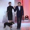 Alexandra Lamy et Michel Drucker avec sa chienne Isia - Enregistrement de l'émission "Vivement Dimanche" à Paris le 11 Fevrier 2015. L'émission sera diffusée le 15 Fevrier.