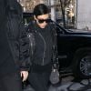 Kim Kardashian sort avec son mari Kanye West dans New York, le 11 février 2015. Le couple est a New York pour la semaine de la mode.  