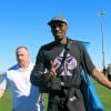 Kobe Bryant est venue encourager sa fille Natalia Diamante lors d'un match de foot à Lancaster du côté de Los Angeles, le 15 février 2015, en compagnie de son épouse Vanessa