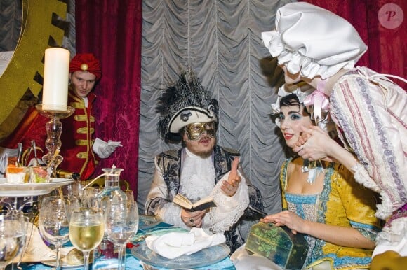 Exclusif - Zucchero et sa jolie compagne Francesca Mozer - Ballet du Doge "Cupidon au pays des merveilles" à l'occasion du Carnaval de Venise le 14 février 2015.