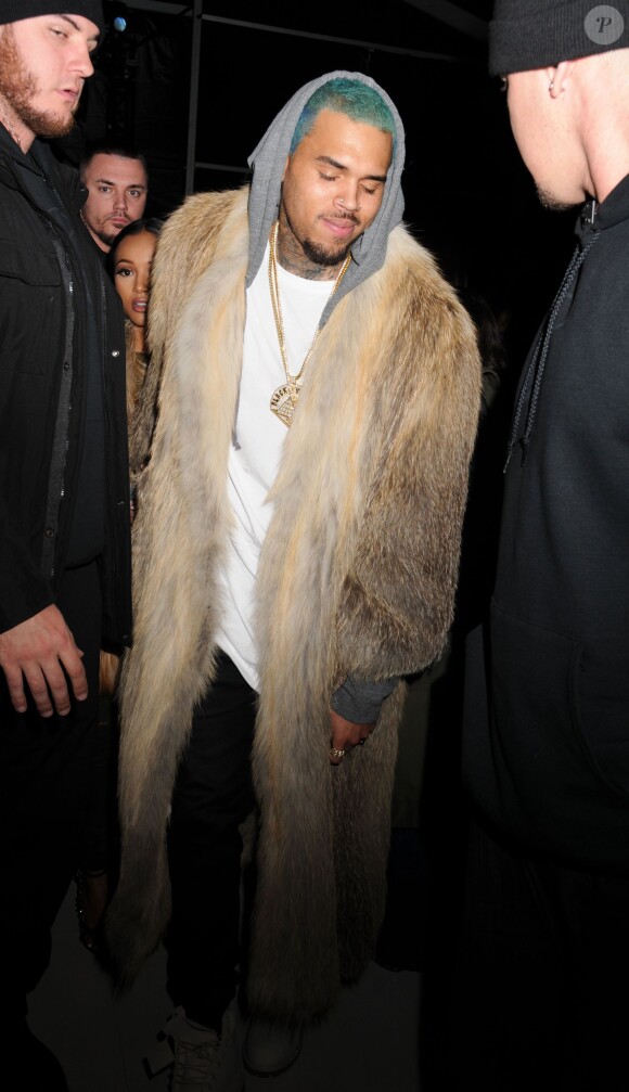 Chris Brown et Karrueche Tran assistent au défilé Michael Costello automne-hiver au Salon du Lincoln Center.New York, le 17 février 2015.