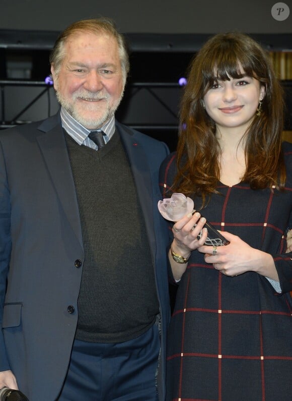 Pierre Santini et Alba Gaïa Kraghede Bellugi - La 20ème cérémonie des Lauriers de la Radio et de la Télévision à l'Hôtel de ville de Paris, le 16 février 2015.