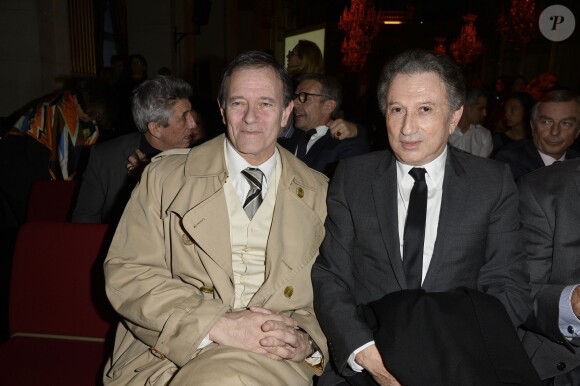 Francis Huster et Michel Drucker - La 20ème cérémonie des Lauriers de la Radio et de la Télévision à l'Hôtel de ville de Paris, le 16 février 2015.