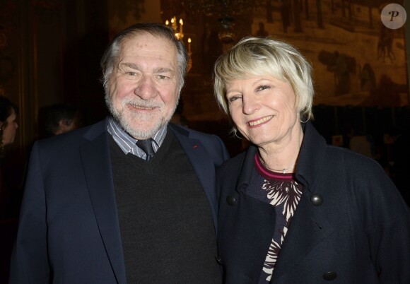 Pierre Santini et sa femme - La 20ème cérémonie des Lauriers de la Radio et de la Télévision à l'Hôtel de ville de Paris, le 16 février 2015.