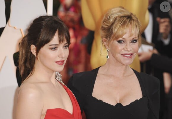 Melanie Griffith et sa fille Dakota Johnson - 87e cérémonie des Oscars à Hollywood, le 22 février 2015.