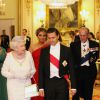 La reine Elizabeth II offrait le 3 mars 2015 un dîner d'Etat en l'honneur du président du Mexique Enrique Peña Nieto et son épouse Angelica Rivera à Buckingham Palace, lors de leur visite officielle en Grande-Bretagne.