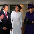 Le prince Charles et Camilla Parker-Bowles étaient chargés d'accueillir le président du Mexique Enrique Peña Nieto et sa femme Angelica Rivera, à l'hôtel Intercontinental à Londres, le 3 mars 2015, lors de leur visite d'Etat de trois jours.