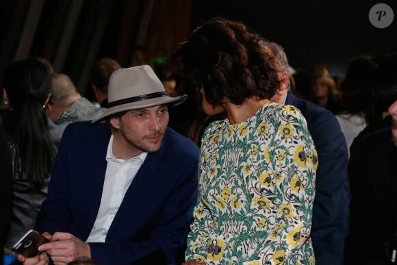 Grégory Ferrié, Laurence Roustandjee - People en front row au défilé de mode "Fatima Lopes", collection prêt-à-porter automne-hiver 2015/2016 à la Tour Eiffel, à Paris. Le 7 mars 2015