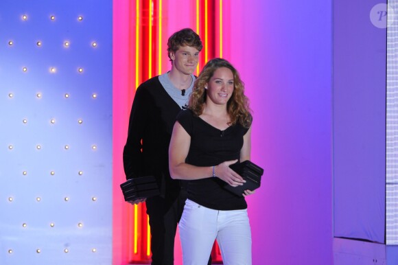 Camille Muffat et Yannick Agnel lors de l'enregistrement de l'émission Vivement Dimanche le 5 septembre 2012