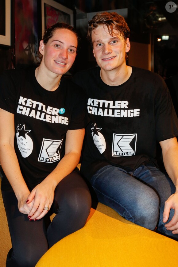 Camille Muffat et Yannick Agnel lors du Kettler Challenge au profit de l'association "L'étoile de Martin" à l'hôtel Molitor à Paris, le 1er décembre 2014
