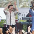 Robin Thicke et Pharrell Williams sur scène à Fontainebleau à Miami Beach, le 1er septembre 2013
