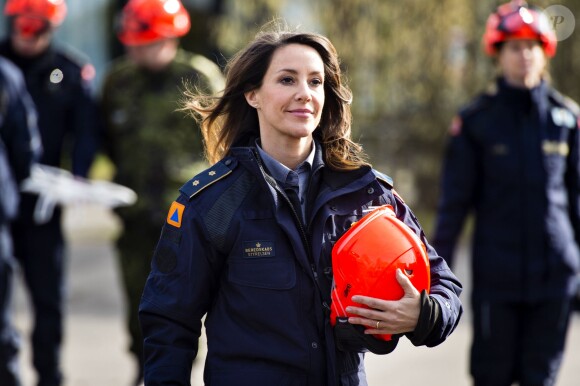 La princesse Marie de Danemark sur le site de la DEMA (Agence danoise de gestion des urgences) à Hedehusene le 13 mars 2015.