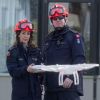 La princesse Marie de Danemark s'initie au pilotage de drones sur le site de la DEMA (Agence danoise de gestion des urgences) à Hedehusene le 13 mars 2015.