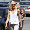 Gwen Stefani a appelé la police pour signaler un homme qui la suivait alors qu'elle se rendait à sa séance d'acupuncture avec son fils Apollo, à Los Angeles, le 16 mars 2015. 