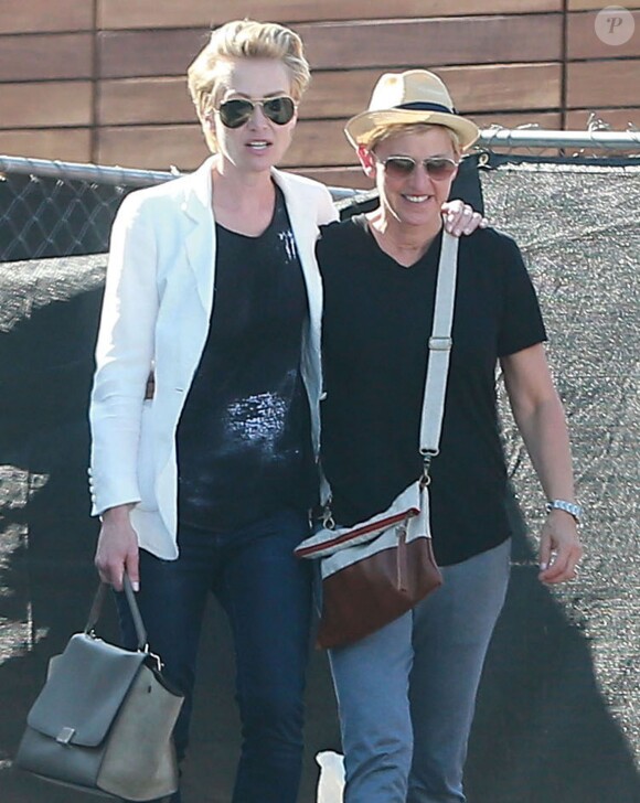 Exclusif - Ellen DeGeneres et sa femme Portia de Rossi font du shopping chez Maxfield à West Hollywood, le 28 juillet 2014.