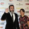 Eric Cantona et sa femme Rachida Brakni lors de la cérémonie du 'Golden Foot Award' à Monaco le 17 Avril 2012