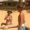 La chanteuse Britney Spears en toute intimité avec ses fils Sean Preston et Jayden James, à la plage.
