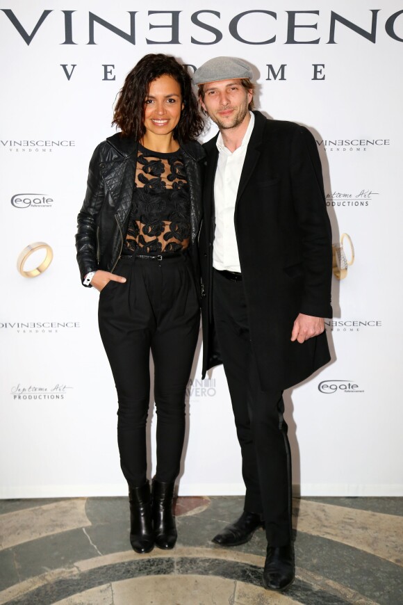 Laurence Roustandjee et son compagnon Grégory Ferrié lors de la soirée Diamond Night by Divinescence Vendôme lors du Paris Art Fair au Grand Palais à Paris, le 26 mars 2015