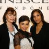 Saïda Jawad entre Elisabeth Deshayes et Audrey Chauveau lors de la soirée Diamond Night by Divinescence Vendôme lors du Paris Art Fair au Grand Palais à Paris, le 26 mars 2015