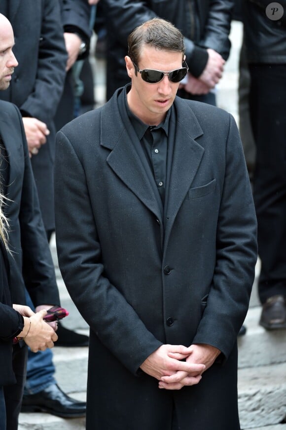 Alain Bernard lors des obsèques de Camille Muffat en l'église Saint Jean-Baptiste-Le Voeu à Nice, le 25 mars 2015