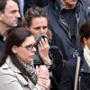 Coralie Balmy et Laure Manaudou lors des obsèques de Camille Muffat en l'église Saint Jean-Baptiste-Le Voeu à Nice, le 25 mars 2015