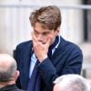 Yannick Agnel lors des obsèques de Camille Muffat en l'église Saint Jean-Baptiste-Le Voeu à Nice, le 25 mars 2015