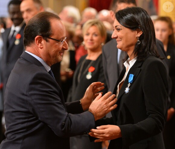 François Hollande et Sophie Kamoun au Palais de l'Elysée à Paris, le 9 octobre 2013