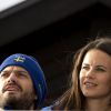 Le prince Carl Philip de Suède et sa fiancée Sofia Hellqvist aux Championnats du monde de ski nordique de la FIS à Falun, le 19 février 2015.