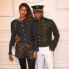 Pharrell Williams et sa femme Helen Lasichanh - Photocall lors de la présentation de la collection Chanel Paris-Salzburg 2014/2015 en l'honneur des Métiers d'Arts à New York, le 31 mars 2015.