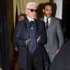 Karl Lagerfeld de sortie à New york, le 30 mars 2015