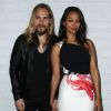 Zoe Saldana et son mari Marco Perego - People au lancement du nouveau téléphone Samsung Galaxy S6 à Los Angeles le 2 avril 2015