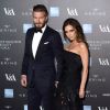 Victoria et David Beckham lors du dîner de gala "Alexander McQueen : Savage Beauty" au Victoria and Albert Museum, à Londres le 12 mars 2015