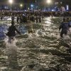 Kanye West's live concert near Swan Lake in Yerevan. Kanye West juped into the water and the crowed followed him. (PAN Photo / Vahan Stepanyan)13/04/2015 - Yerevan