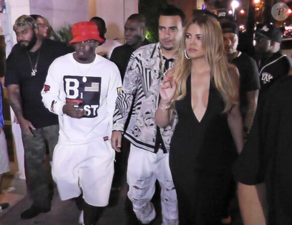 Khloé Kardashian, Diddy et French Montana quittent le Dream à Miami, le 29 mars 2015.