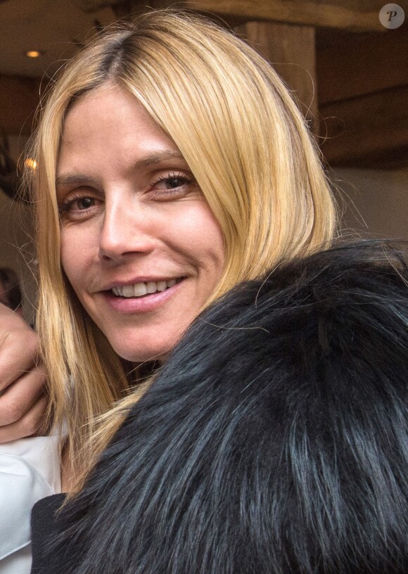 Exclusif - Heidi Klum, sans maquillage, est allée déjeuner avec son compagnon Vito Schnabel au restaurant "Dal Mulin" à St Moritz en Suisse, le 26 mars 2015