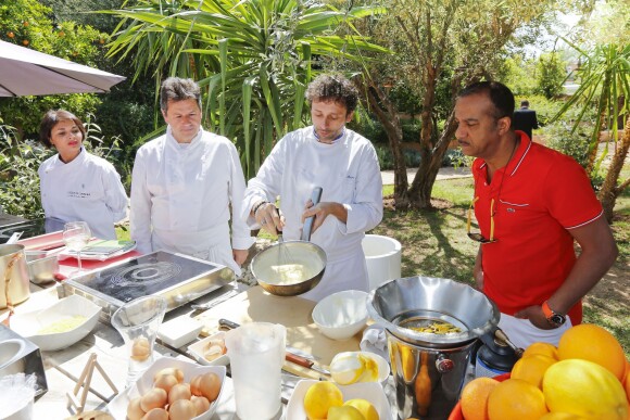 Exclusif - Saïda Jawad, Pascal Legitimus - Le célèbre chef tropézien Christophe Leroy a organisé à Marrakech un week-end de fête pour la pose de la première pierre de son école de cuisine franco-marocaine dans son hôtel restaurant le "Jardin d'Ines" à Marrakech au Maroc le 11 avril 2015.