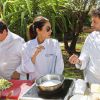 Exclusif - Sofia Essaïdi - Le célèbre chef tropézien Christophe Leroy a organisé à Marrakech un week-end de fête pour la pose de la première pierre de son école de cuisine franco-marocaine dans son hôtel restaurant le "Jardin d'Ines" à Marrakech au Maroc le 11 avril 2015.