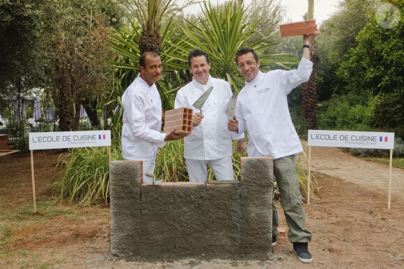 Exclusif - Benoît Chaigneau et Pascal Legitimus - Le célèbre chef tropézien Christophe Leroy a organisé à Marrakech un week-end de fête pour la pose de la première pierre de son école de cuisine franco-marocaine dans son hôtel restaurant le "Jardin d'Ines" à Marrakech au Maroc le 11 avril 2015.