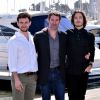 George Blagden, Jalil Lespert et Alexander Vlahos - MipTV 2015 à Cannes, le 14 avril 2015.